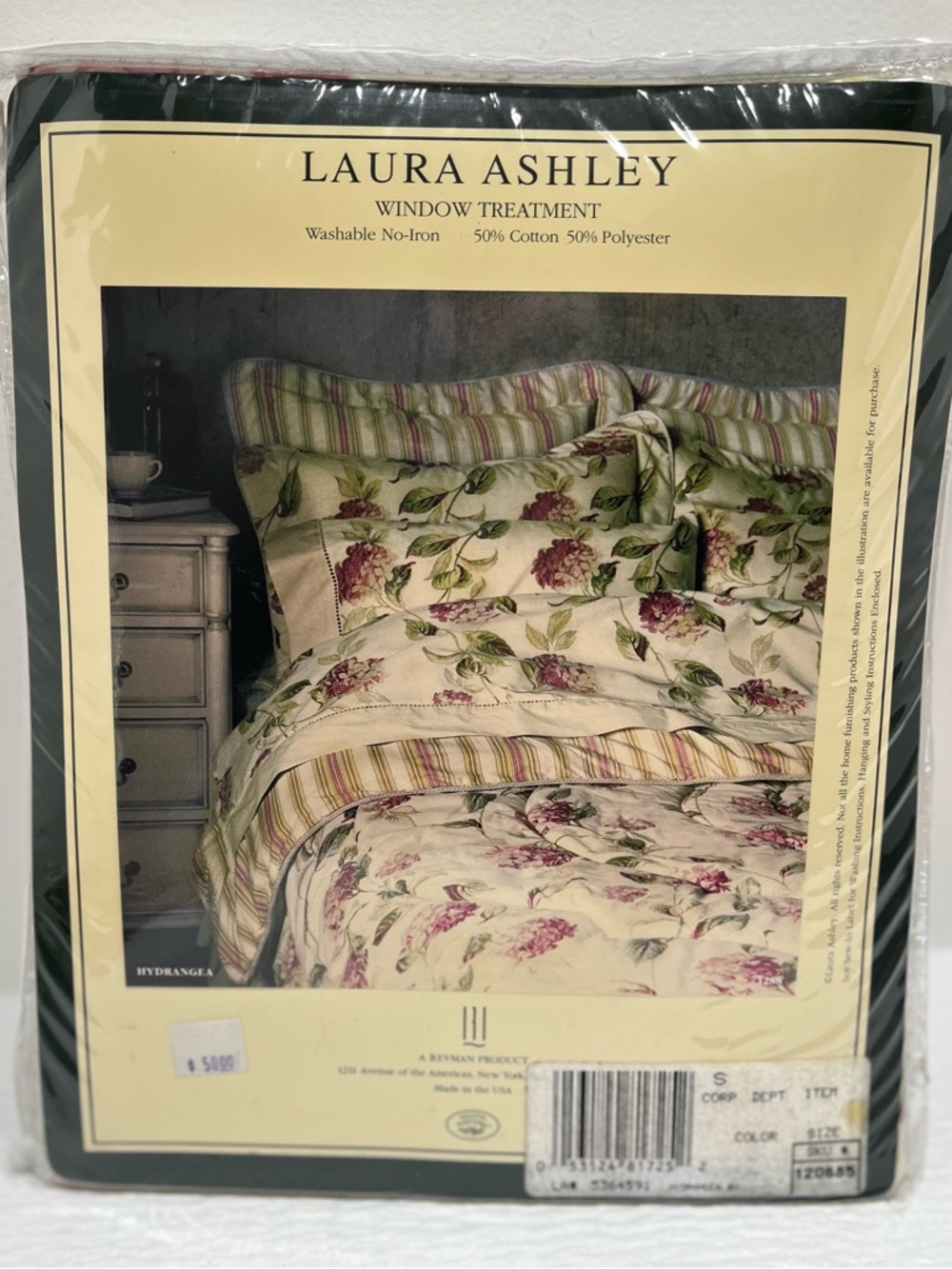 VTG Laura Ashley Blouson Valance Window Treatment 86”x15” Hydrangea
